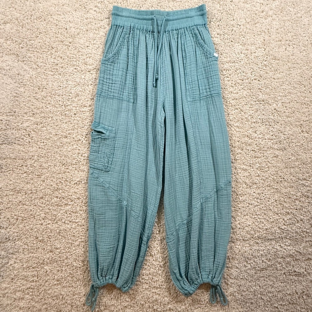 Out From Under Urban Outfitters Teal Cotton Gauze Harem Pants S Boho Cottagecore